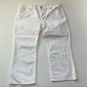 Talbots NWT Signature Crop Flare White Jeans Cotton Blend Size 14 Petite